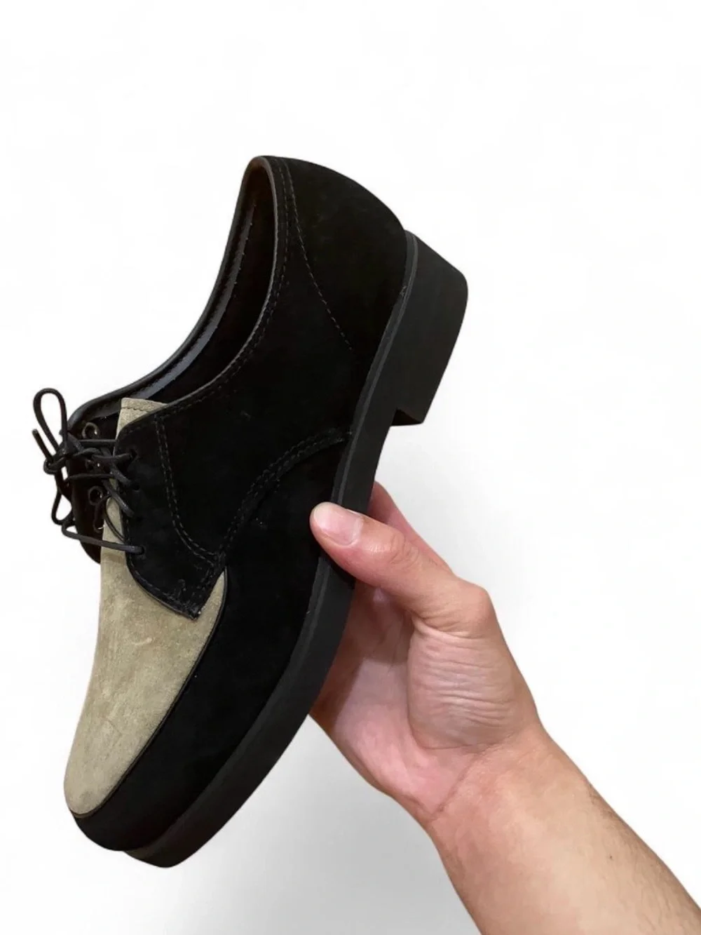 Hush Puppies Two-Tone Suede Derby Shoes - Navy and Light Gray